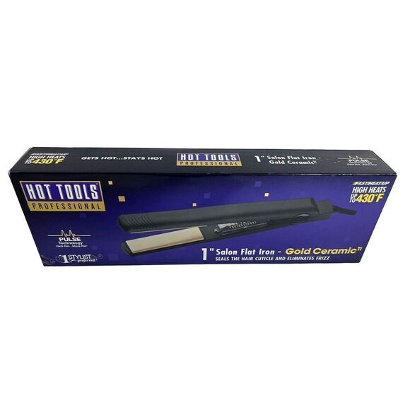 Hot Tools Profession 1” Salon Flat Iron Gold Ceramic #UL38162F #1 Preferred NIB - Picture 2 of 4